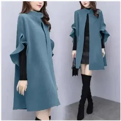 Solid Color Butterfly Sleeve Women Loose Ponchos