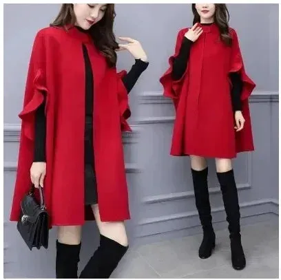 Solid Color Butterfly Sleeve Women Loose Ponchos