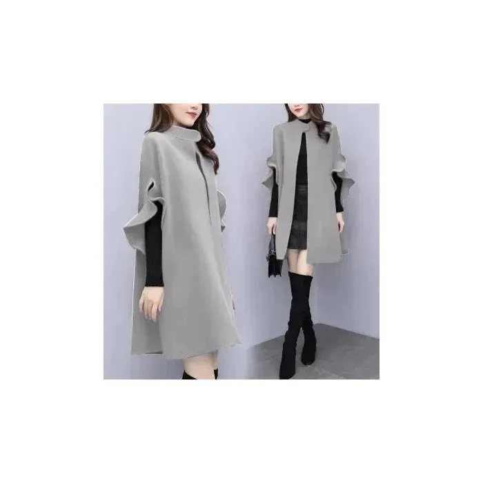 Solid Color Butterfly Sleeve Women Loose Ponchos