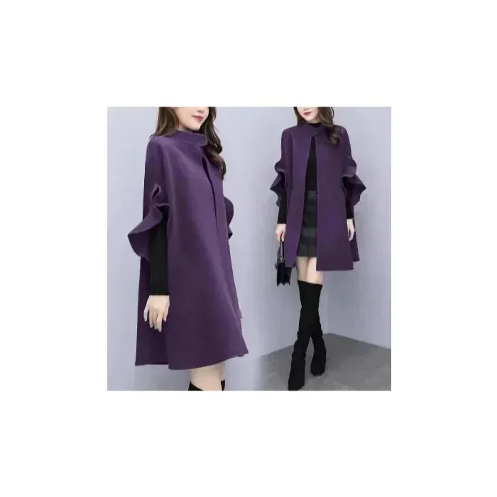 Solid Color Butterfly Sleeve Women Loose Ponchos