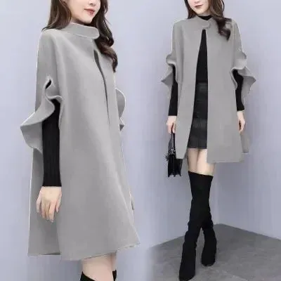 Solid Color Butterfly Sleeve Women Loose Ponchos