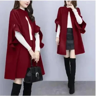Solid Color Butterfly Sleeve Women Loose Ponchos