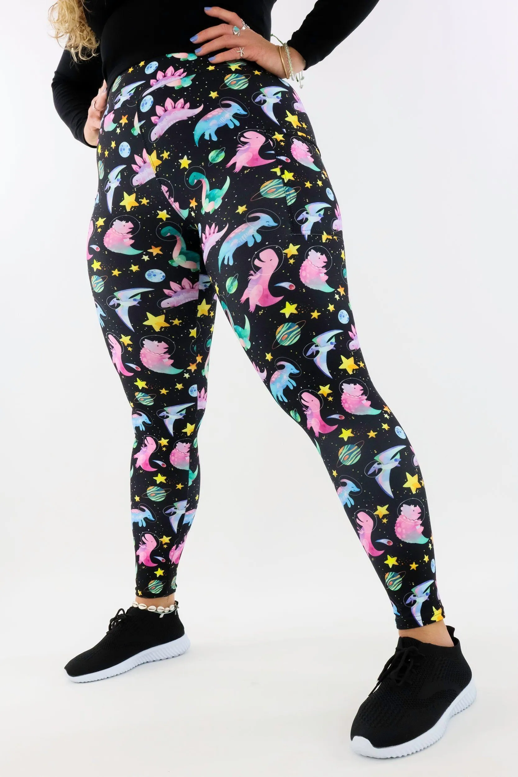 Space Dinosaurs - Casual - Regular Full Leggings - Pockets