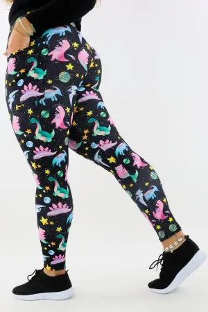 Space Dinosaurs - Casual - Regular Full Leggings - Pockets
