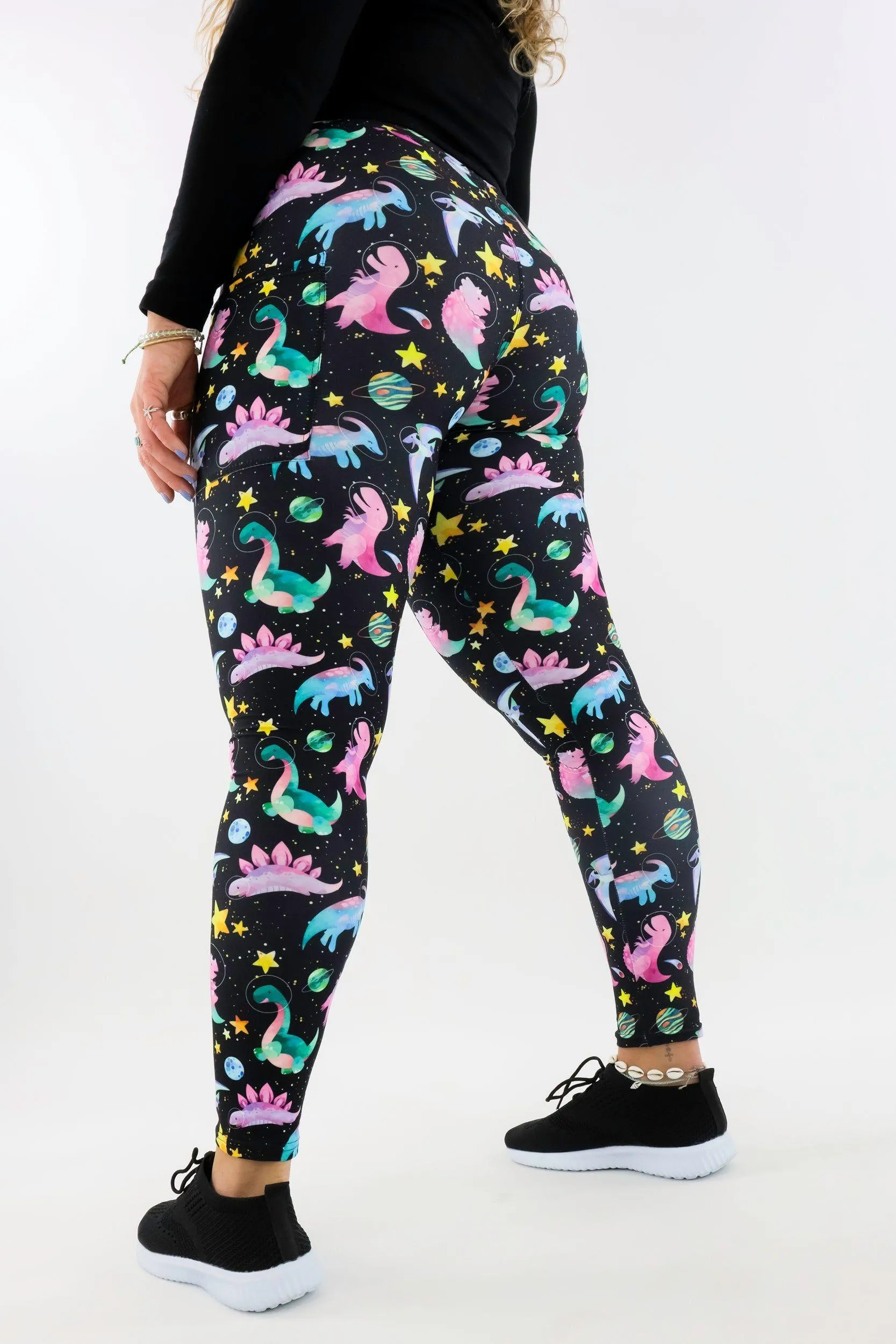 Space Dinosaurs - Casual - Regular Full Leggings - Pockets