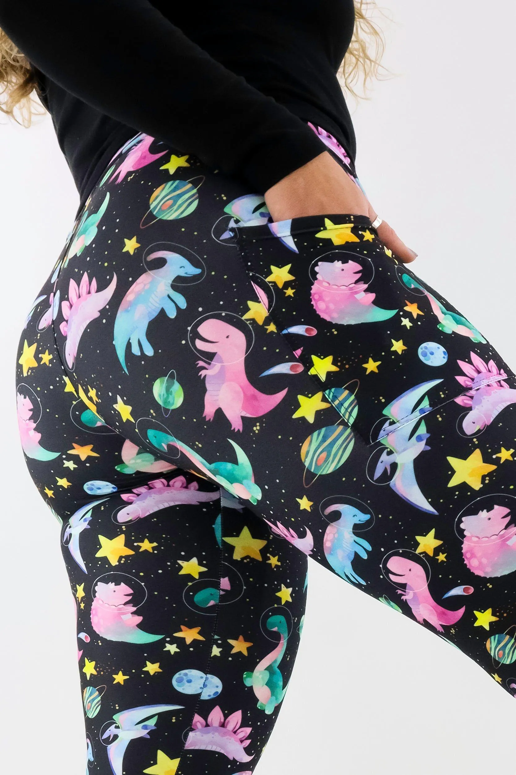 Space Dinosaurs - Casual - Regular Full Leggings - Pockets