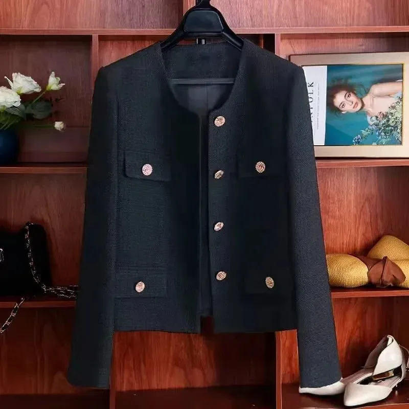 Spring Autumn Women's Blazers 2024New Elegant Slim Cropped Streetwear Green Suit Coat Fashion Ladies Jackets Outwear Female Tops