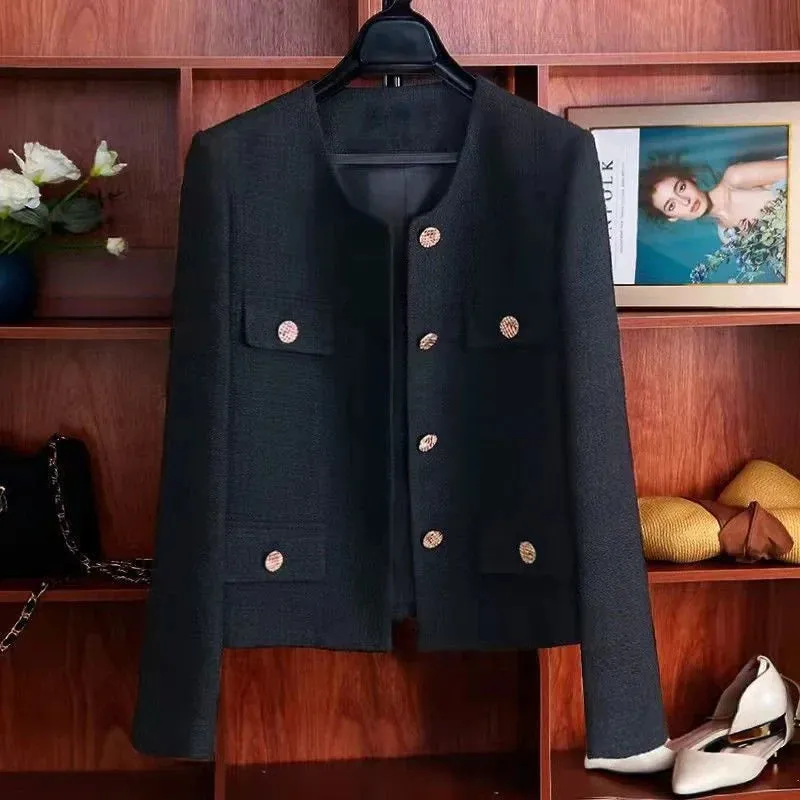 Spring Autumn Women's Blazers 2024New Elegant Slim Cropped Streetwear Green Suit Coat Fashion Ladies Jackets Outwear Female Tops