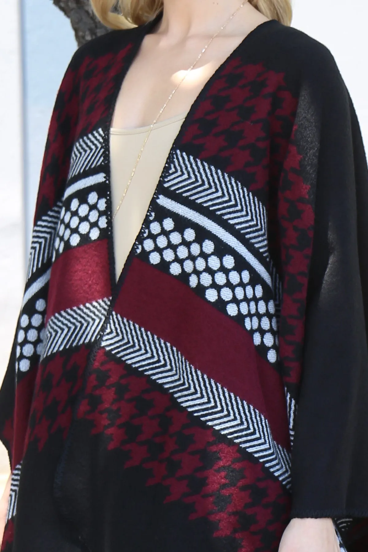 Stripes Pattern Warmer Open Front Kimono