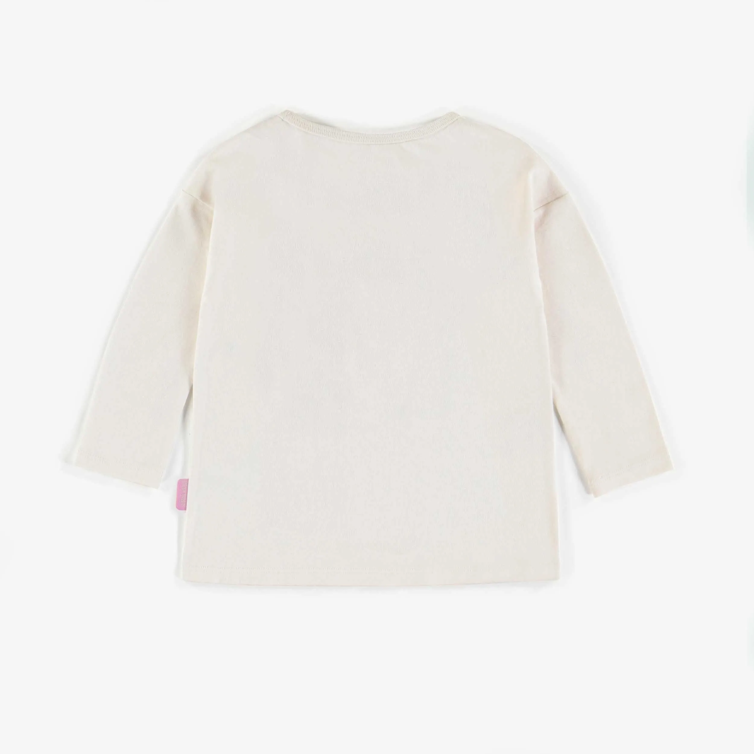 T-shirt crème chaton et oiseau, bébé  || Cream t-shirt kitten and bird, baby