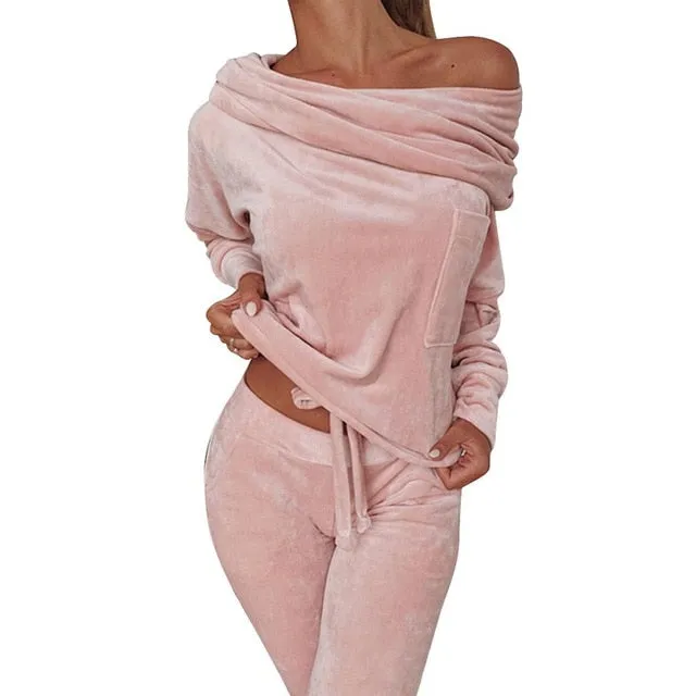 Two Piece Sportswear Women Casaul Sweatshirt Long Sleeve Sweatpants Running Jogging Set Plus Size