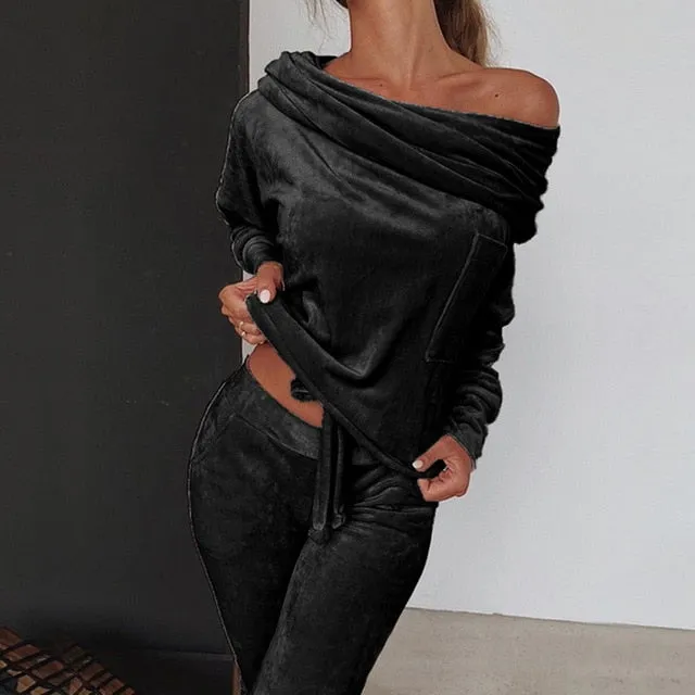 Two Piece Sportswear Women Casaul Sweatshirt Long Sleeve Sweatpants Running Jogging Set Plus Size