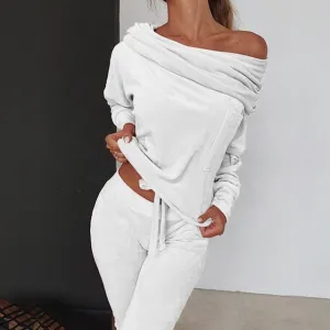 Two Piece Sportswear Women Casaul Sweatshirt Long Sleeve Sweatpants Running Jogging Set Plus Size