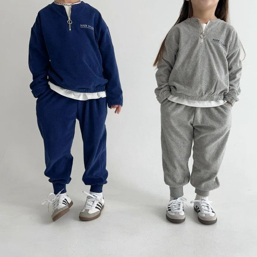 Tye Terry Cotton Jogging Bottoms Sweatpants (Navy)