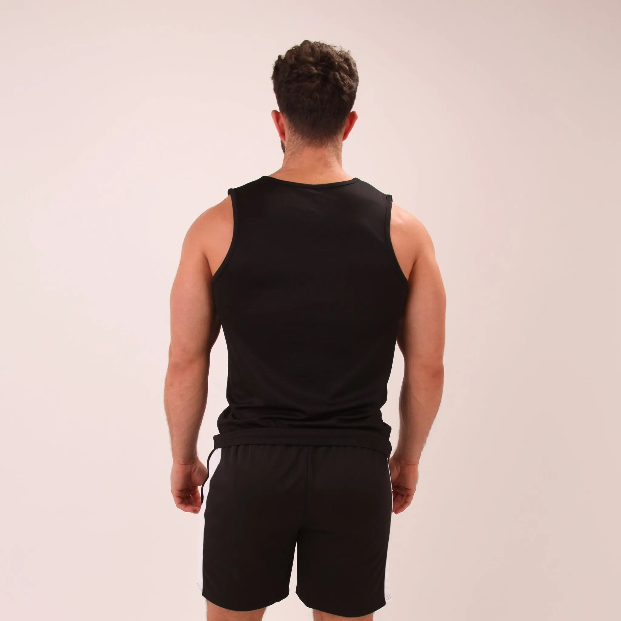 UNIFY Black Performance Mens Vest Top - Athletic Mens Vest Top Black
