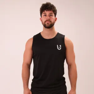 UNIFY Black Performance Mens Vest Top - Athletic Mens Vest Top Black