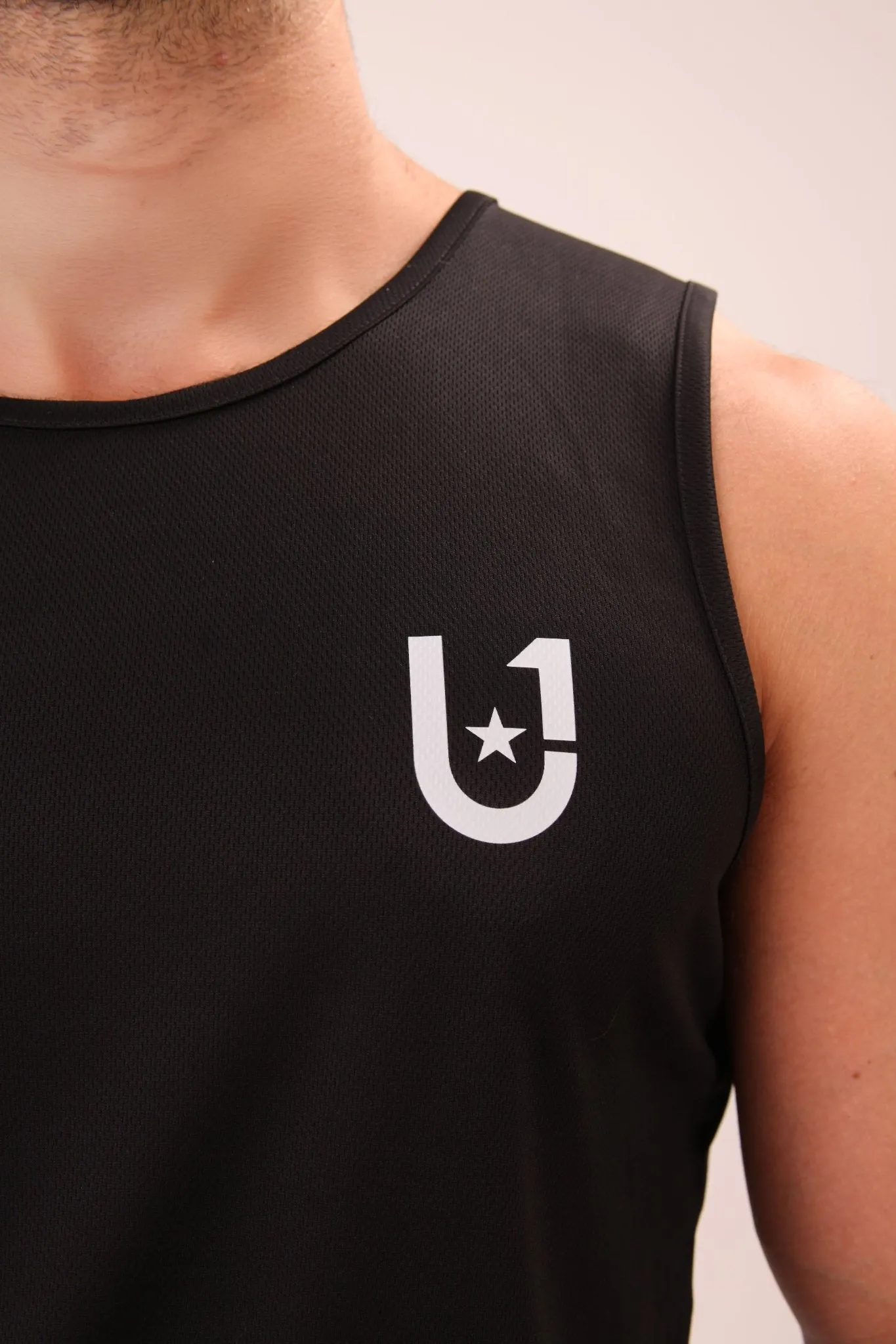 UNIFY Black Performance Mens Vest Top - Athletic Mens Vest Top Black