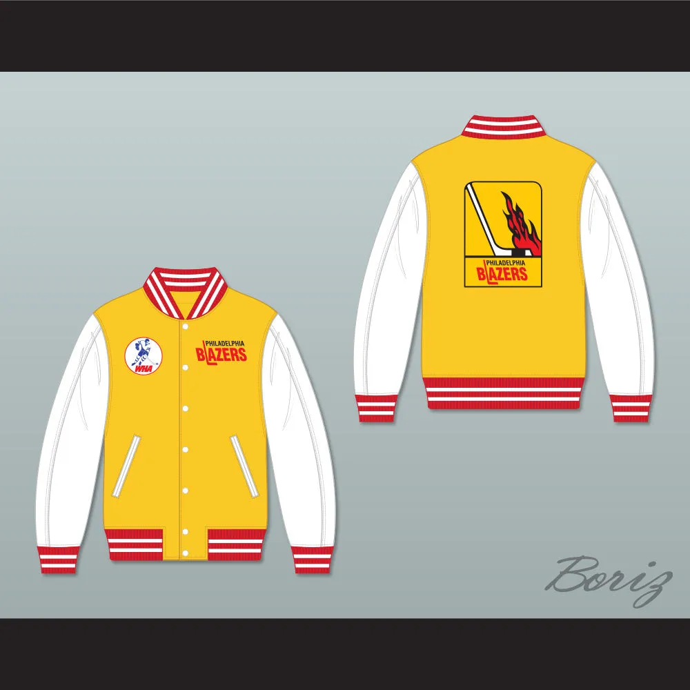 WHA Philadelphia Blazers Yellow and White Varsity Letterman Jacket-Style Sweatshirt 1