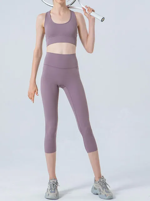 Wide Waistband Cropped Sports Leggings