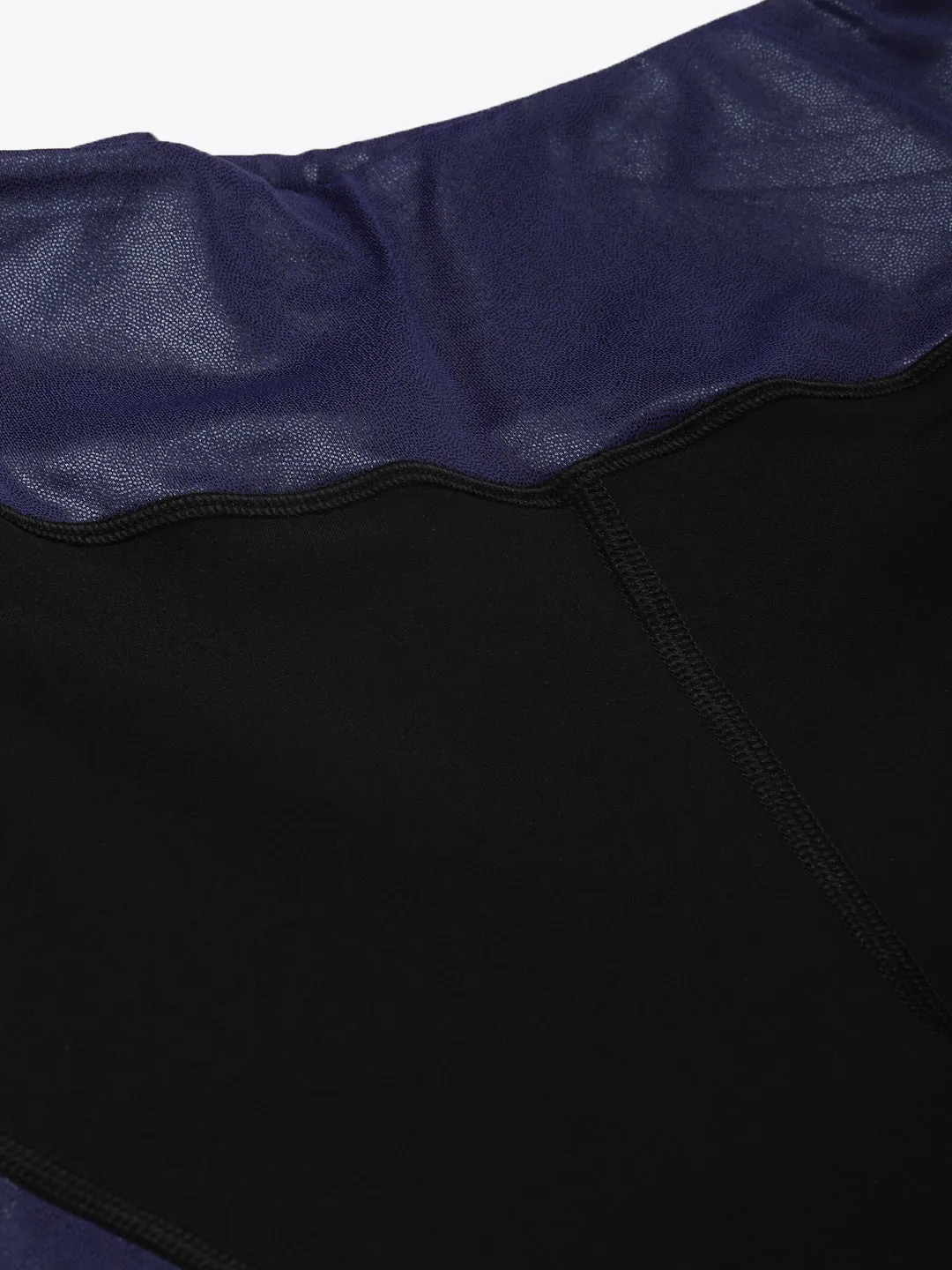 Women's Black & Blue Solid Training Tights
