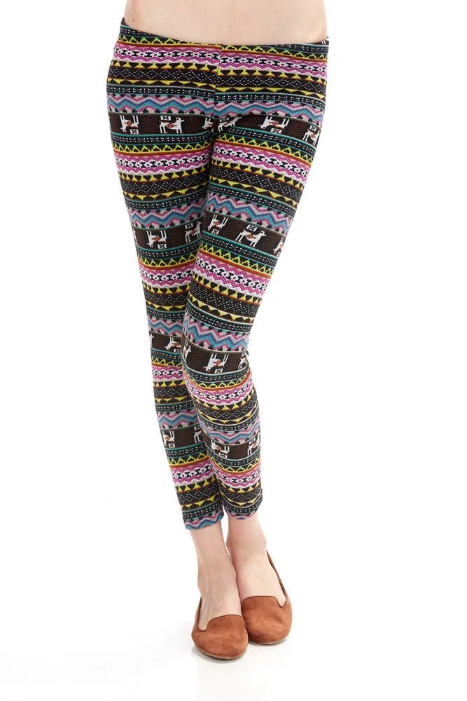 Women's Regular Dog Chevron Fleece Leggings