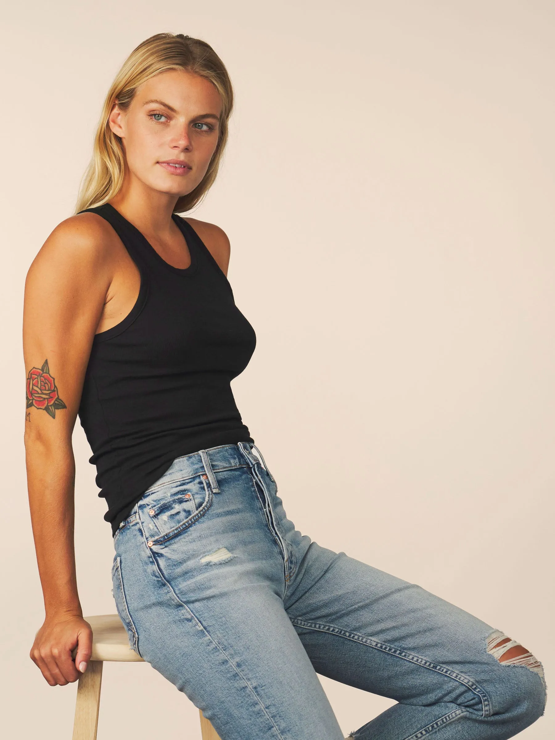 women’s rib tank - black