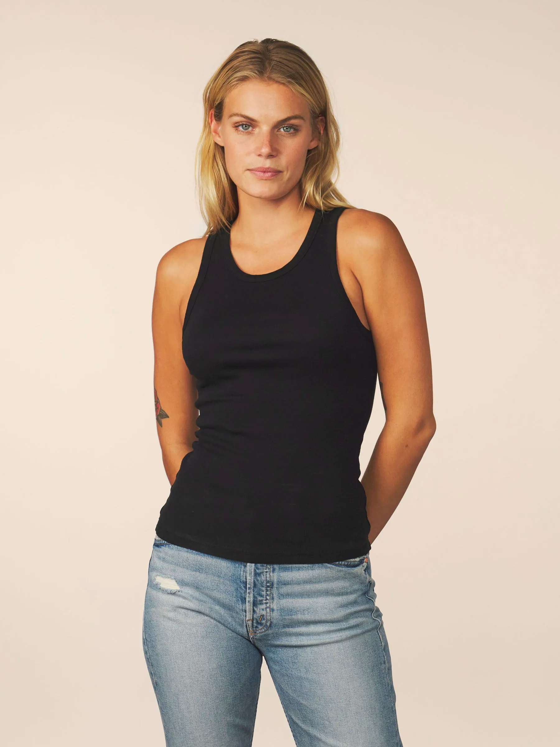women’s rib tank - black