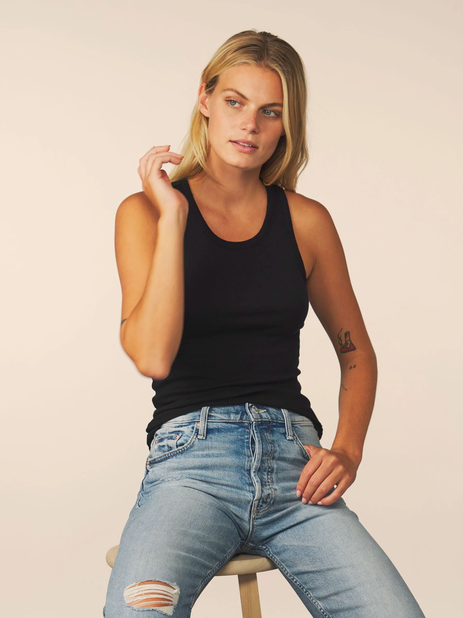 women’s rib tank - black