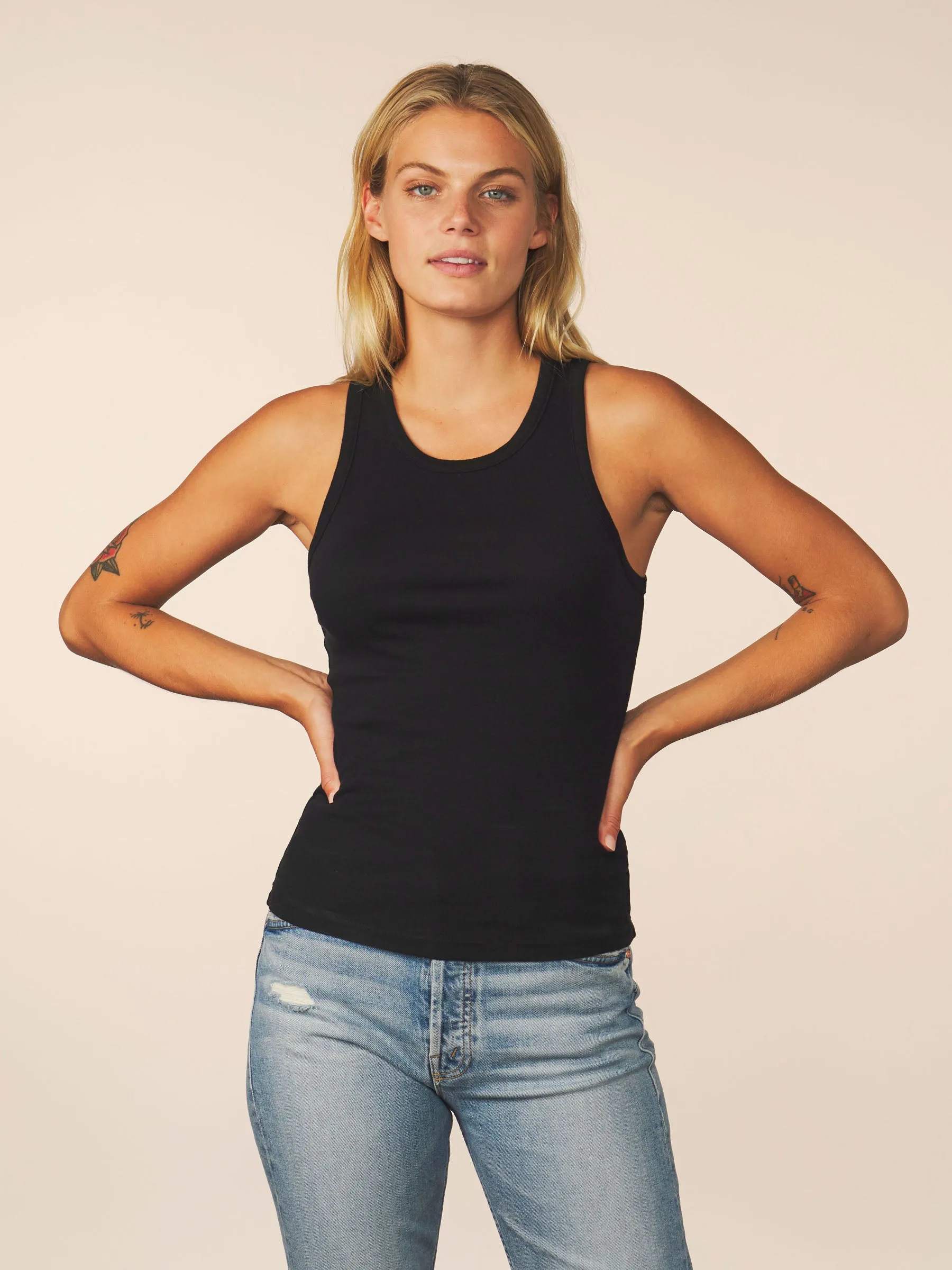 women’s rib tank - black