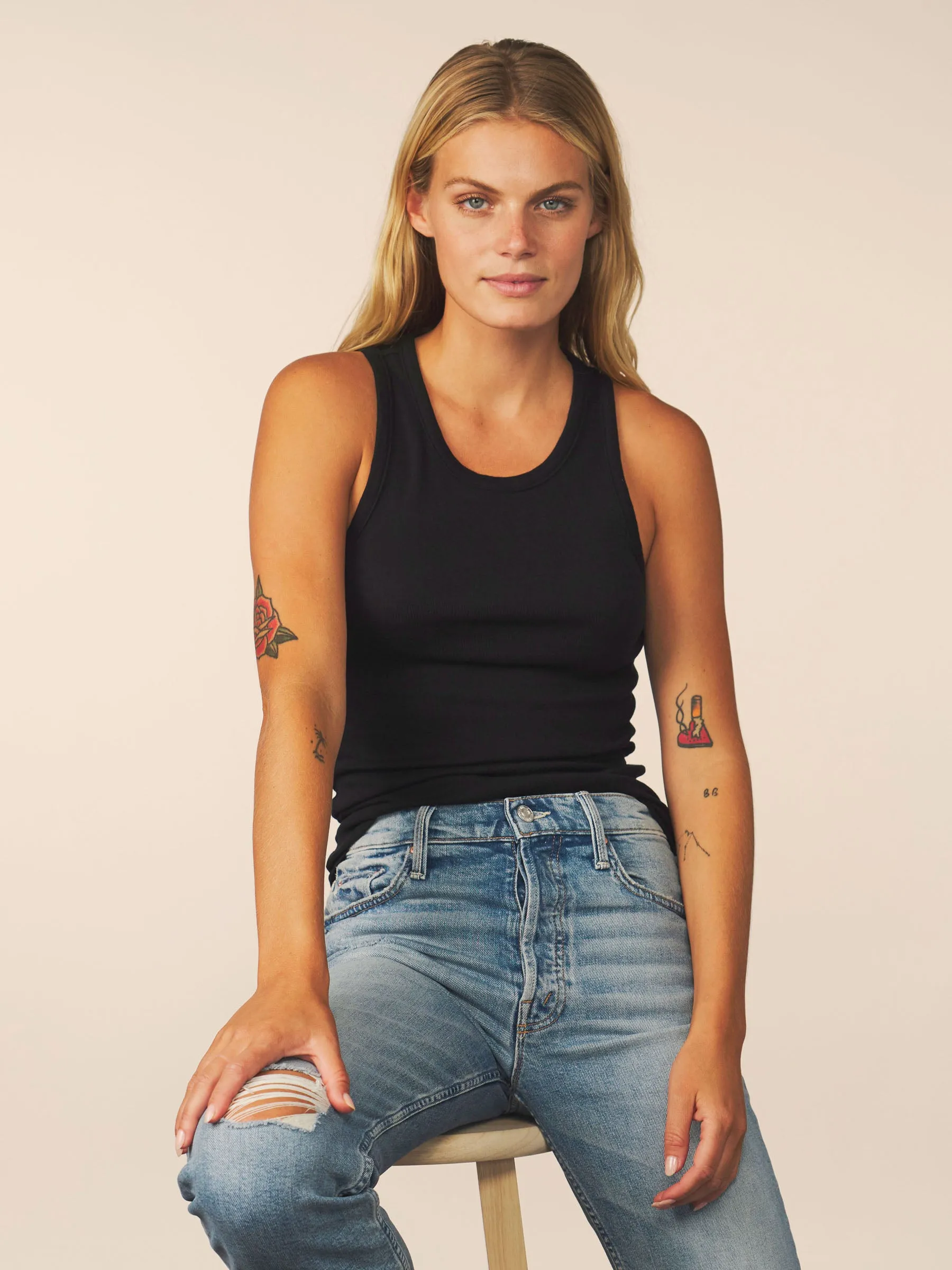 women’s rib tank - black