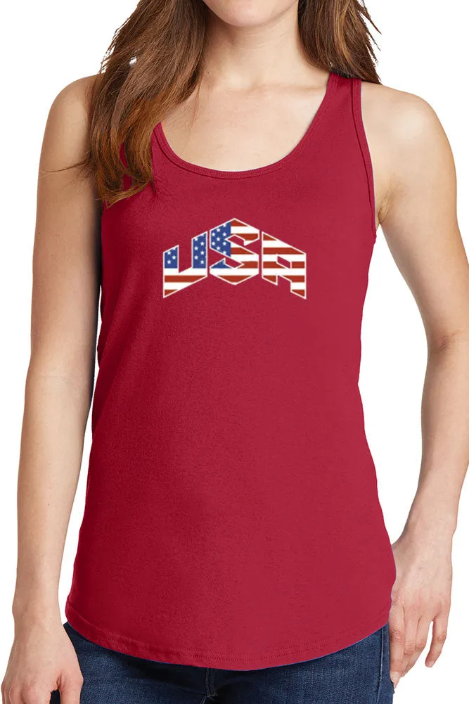 Women's USA with American Flag Core Cotton Tank Tops -XS~4XL