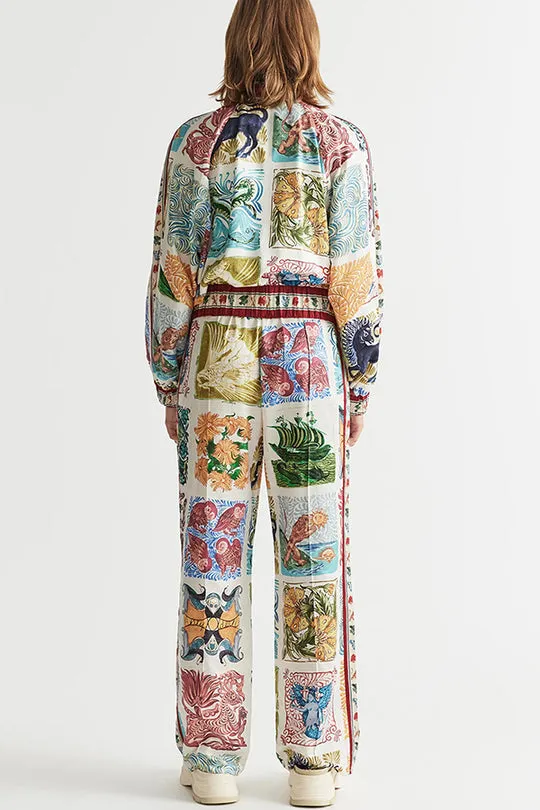 Wond A Land Unique Print Elastic Waist Pocketed Wide Leg Pants
