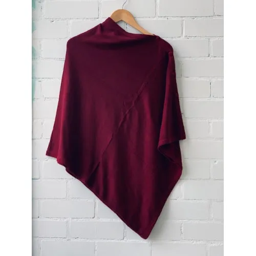 WOOL N CASHMERE BLEND BUTTON PONCHO/THROW
