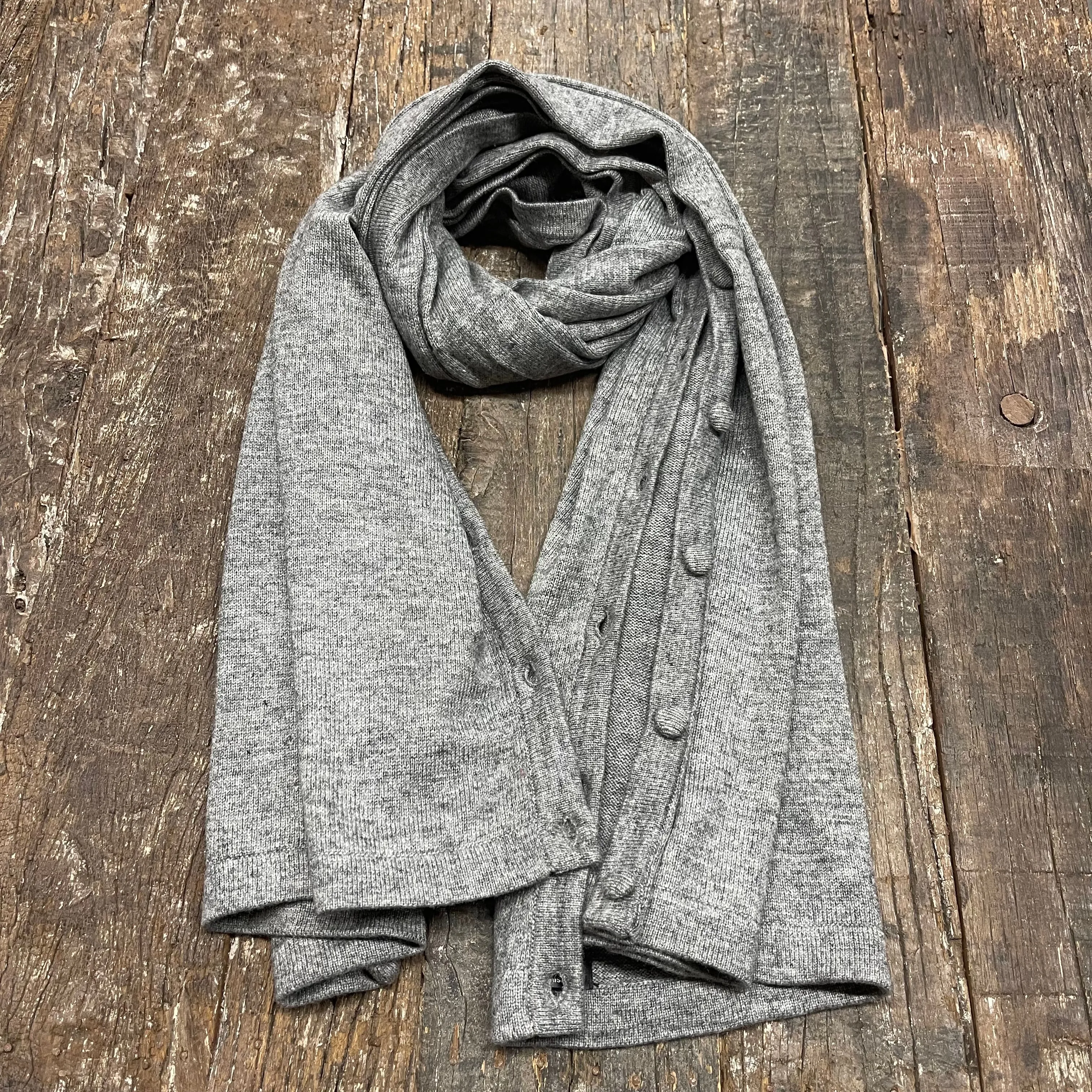 WOOL N CASHMERE BLEND BUTTON PONCHO/THROW