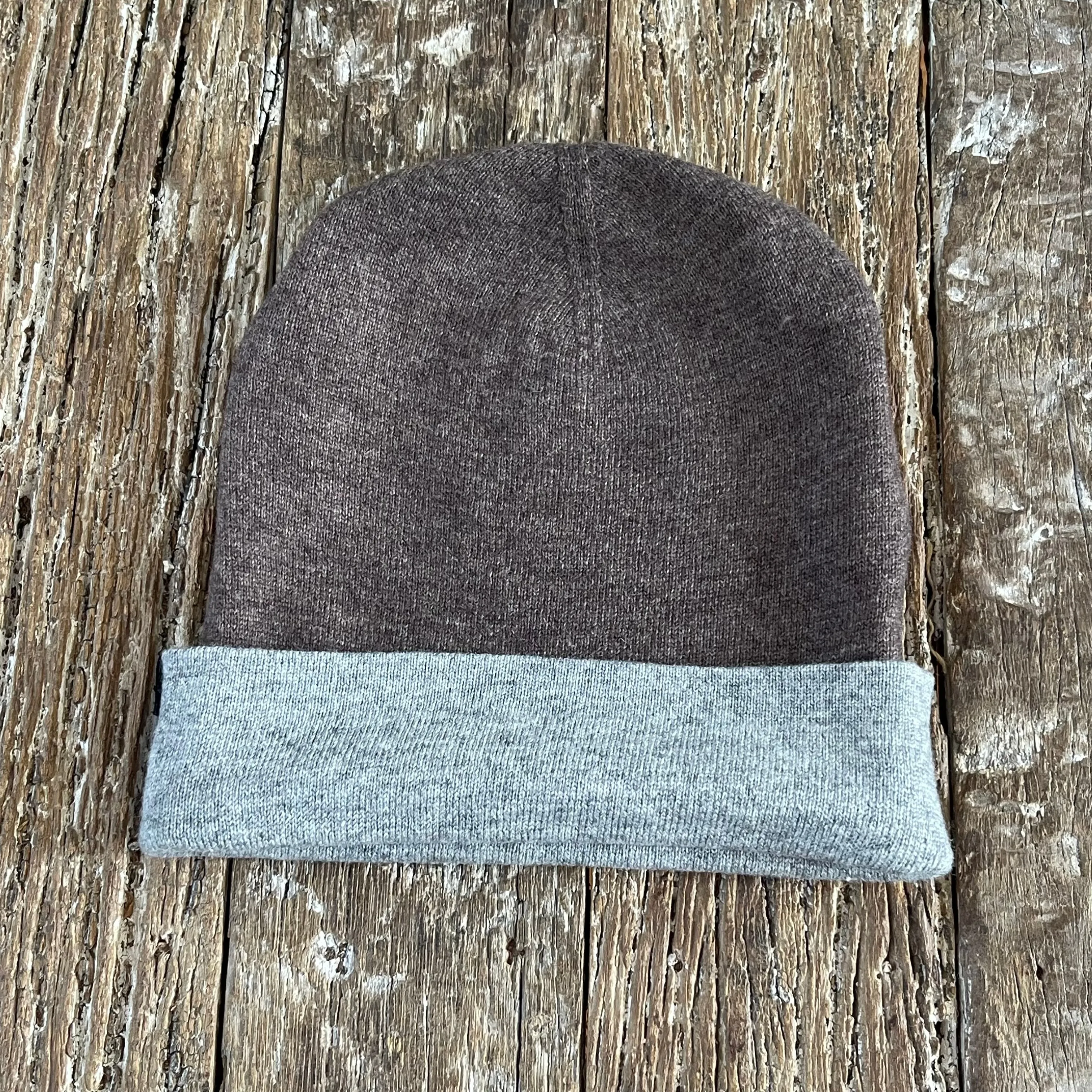 WOOL N CASHMERE BLEND DOUBLE SIDED BEANY
