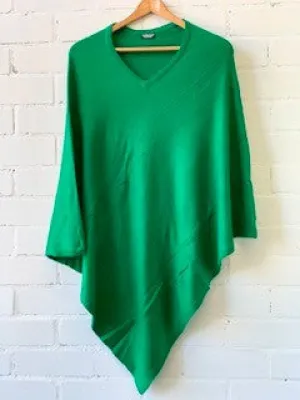 WOOL N CASHMERE BLEND V NECK PONCHO
