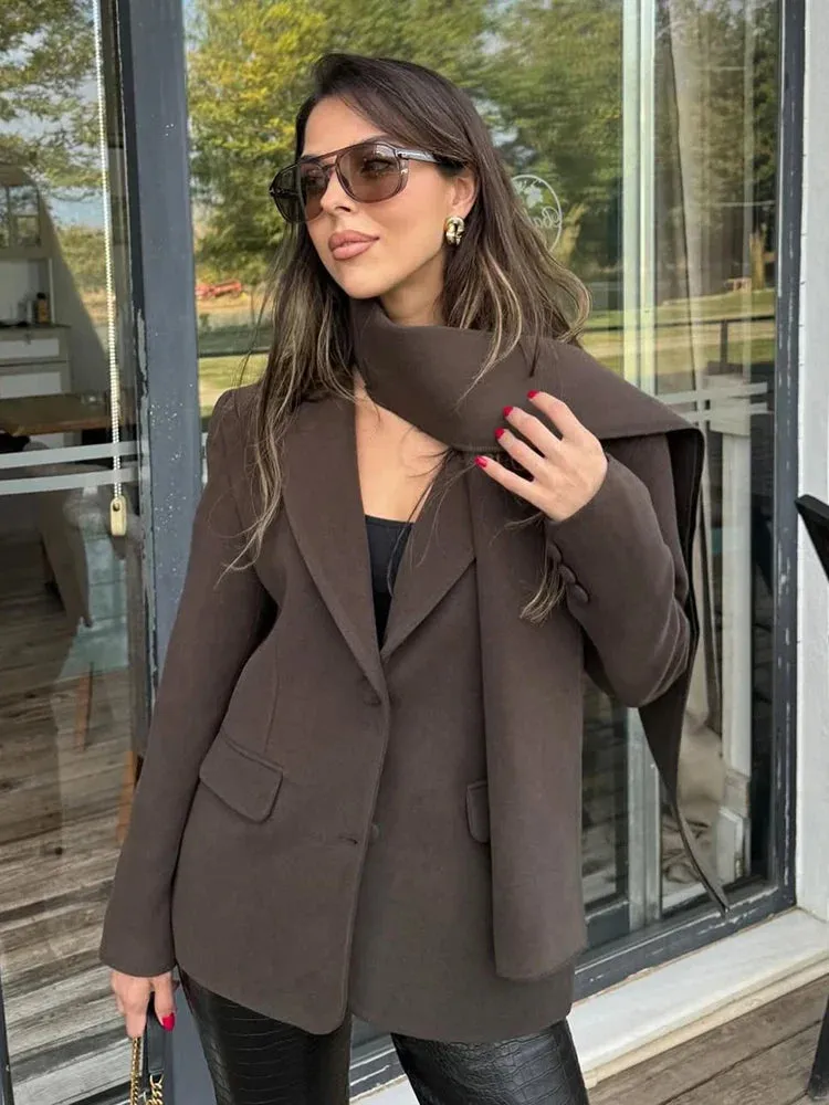Woolen Blazer Jacket  Loose Long Sleeve Coat