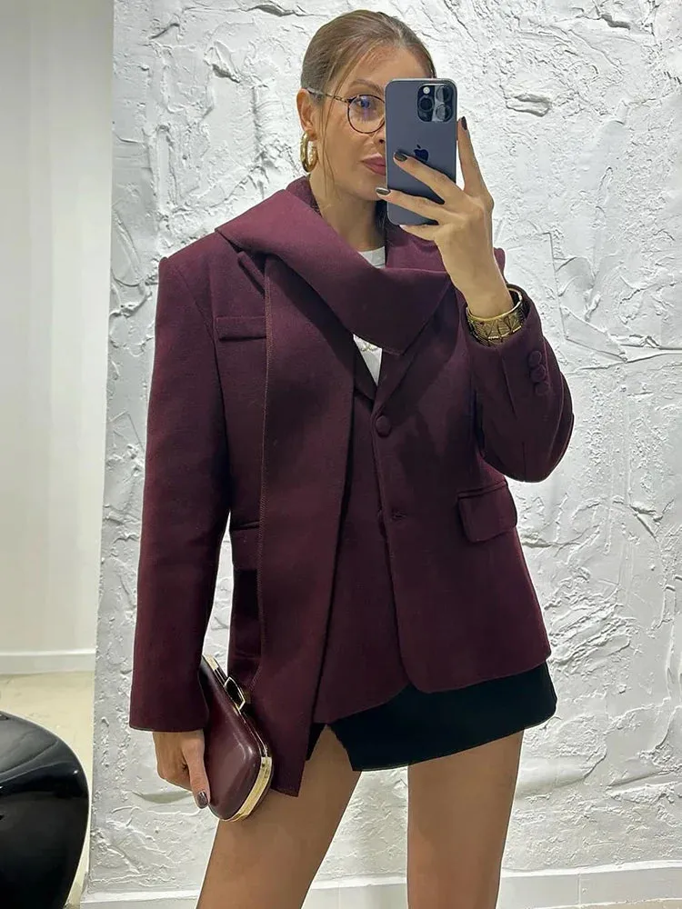Woolen Blazer Jacket  Loose Long Sleeve Coat