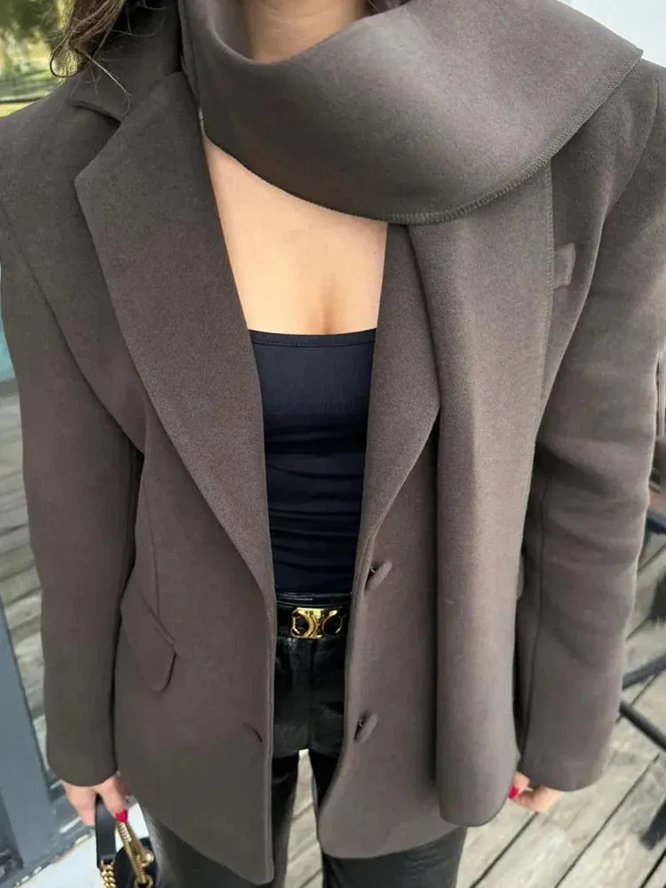 Woolen Blazer Jacket  Loose Long Sleeve Coat