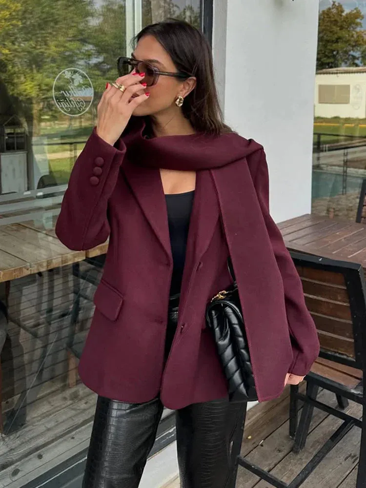 Woolen Blazer Jacket  Loose Long Sleeve Coat