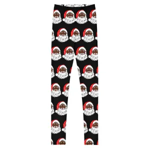 Youth Leggings African American Santa Black